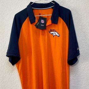Nike Denver Broncos Polo Men’s XL Orange Blue Dri-Fit NFL Football Shirt 5280 SS